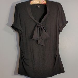 WHBM XL black tee with neck detail